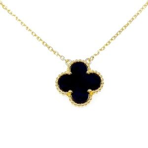 Black 4 leaf clover necklace